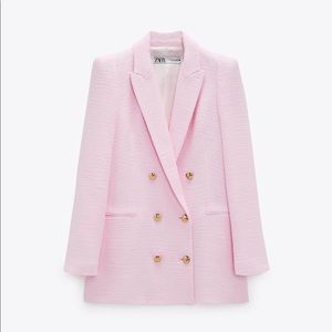 ZARA BUTTONED TEXTURED WEAVE BLAZER